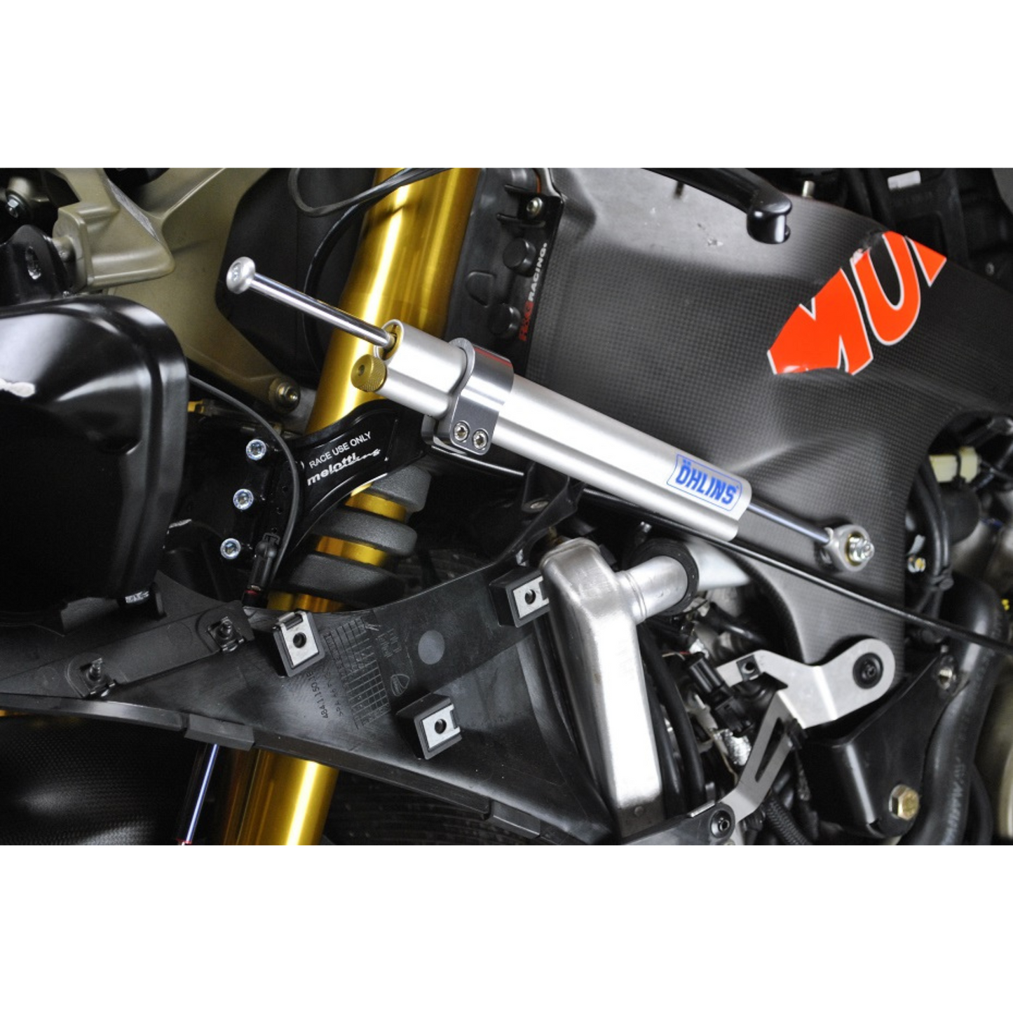 Melotti Racing CNC Machine Racing Steering Damper Lateral Mount Kit Ducati Panigale V4 / V4S / V4R (2018-23)