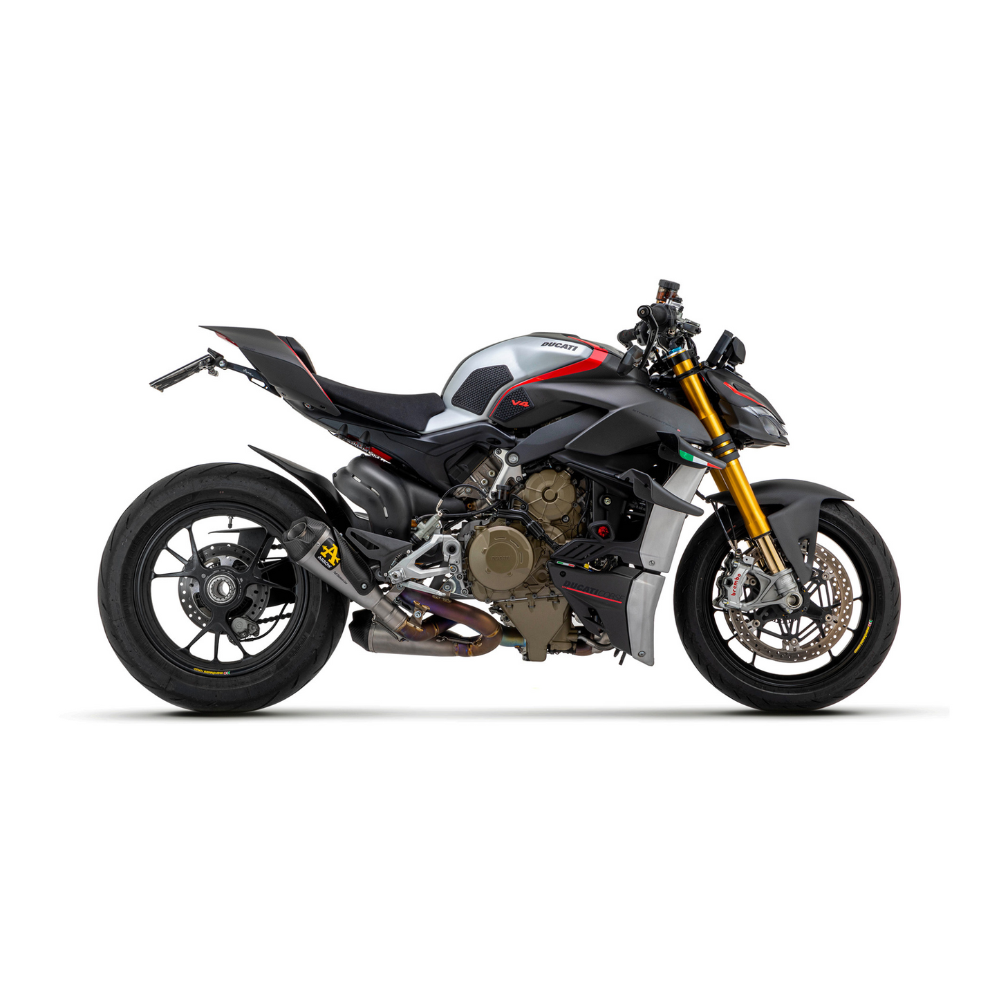 Arrow Works Titanium Exhaust w/Stainless Steel Link Pipes for Ducati Streetfighter V4 (2020-24)