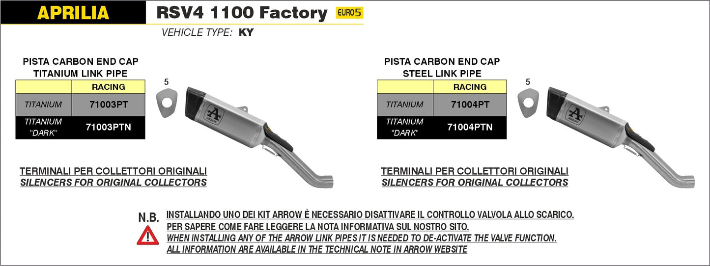 Arrow Pista Silencer with De-Cat for Aprilia RSV4 (2021+)