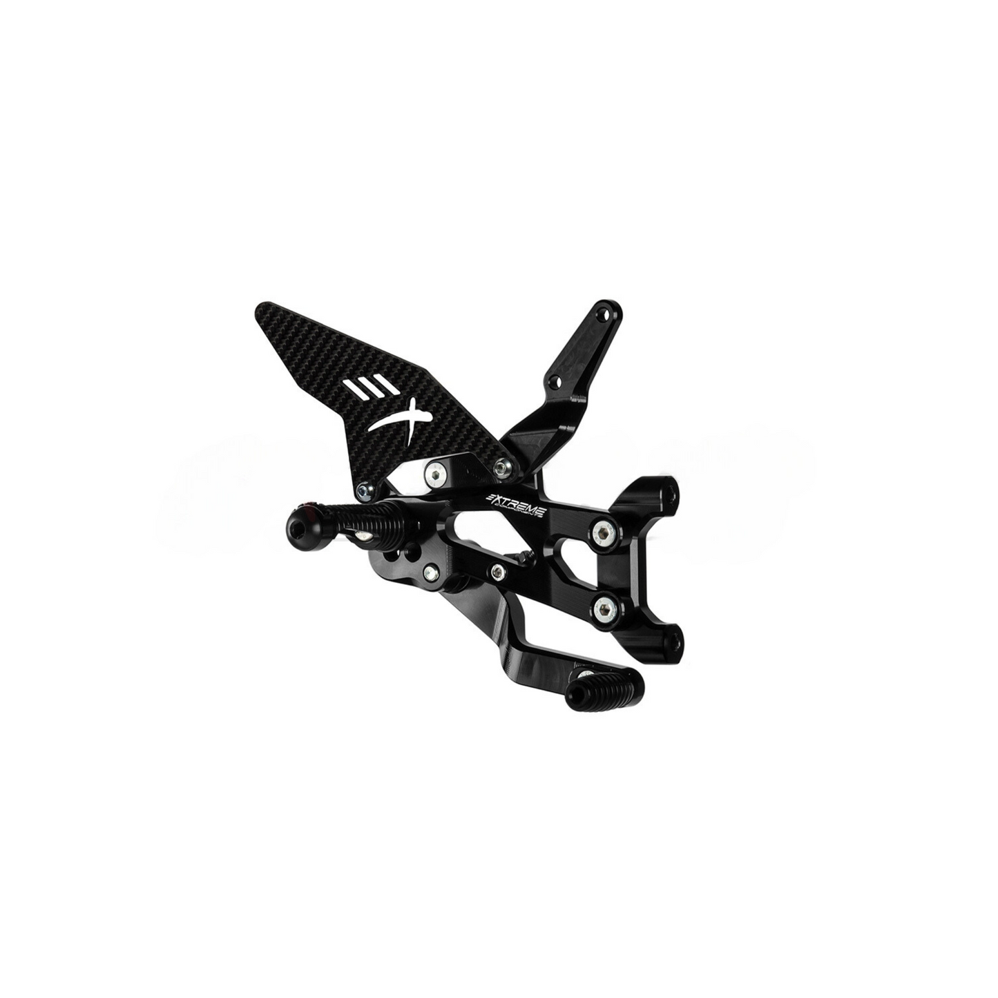 Extreme Components GP EVO Rearsets in Black Aluminum/Carbon for Ducati Panigale V4 (2020-23)
