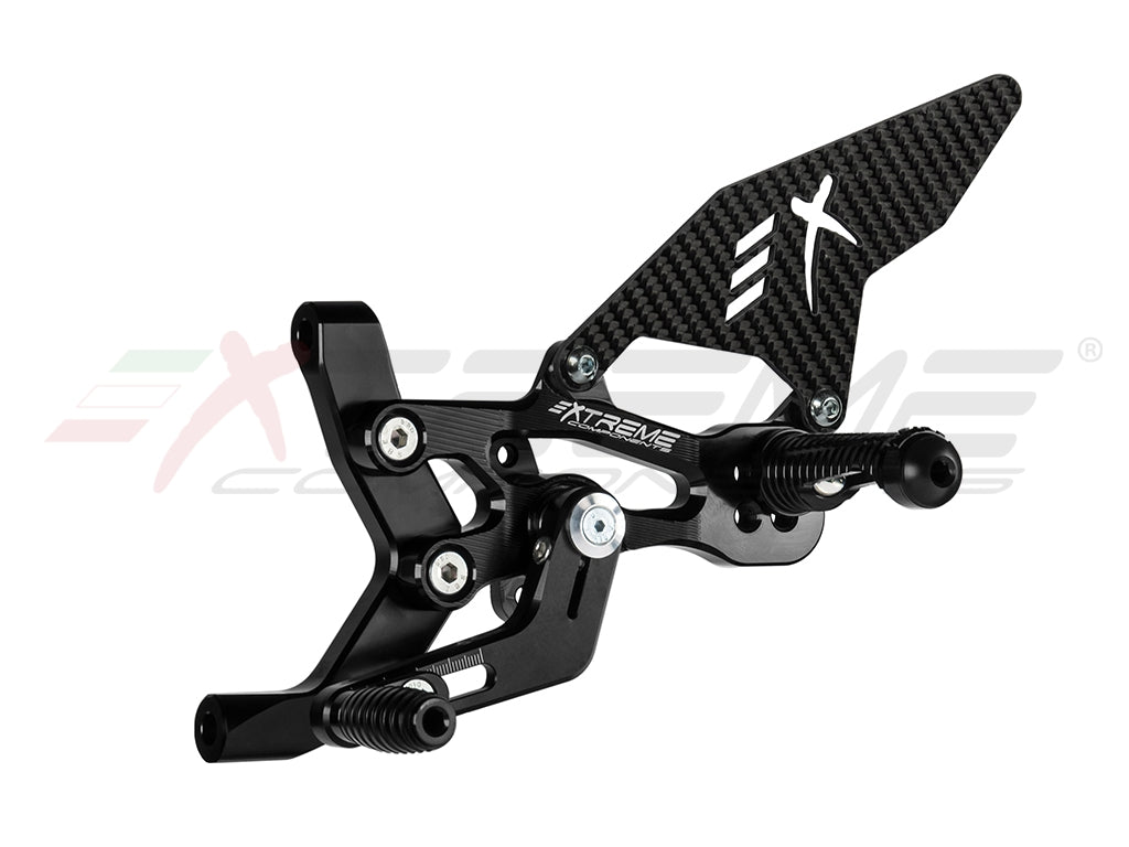 Extreme Components GP EVO Rearsets in Black Aluminum/Carbon for Ducati Panigale V2 (2020-23)