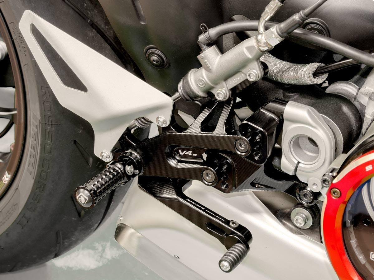 DBK Special Parts CNC Aluminum Machined Adjustable Rearsets for Ducati Panigale V4 (2018-2023)