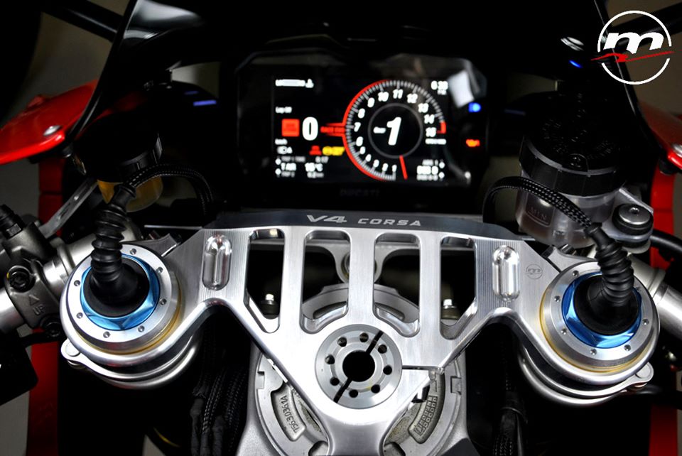Melotti Racing CNC Machined Aluminum Top Triple Clamp for Ducati Panigale V4 (2018-23) - Race Version