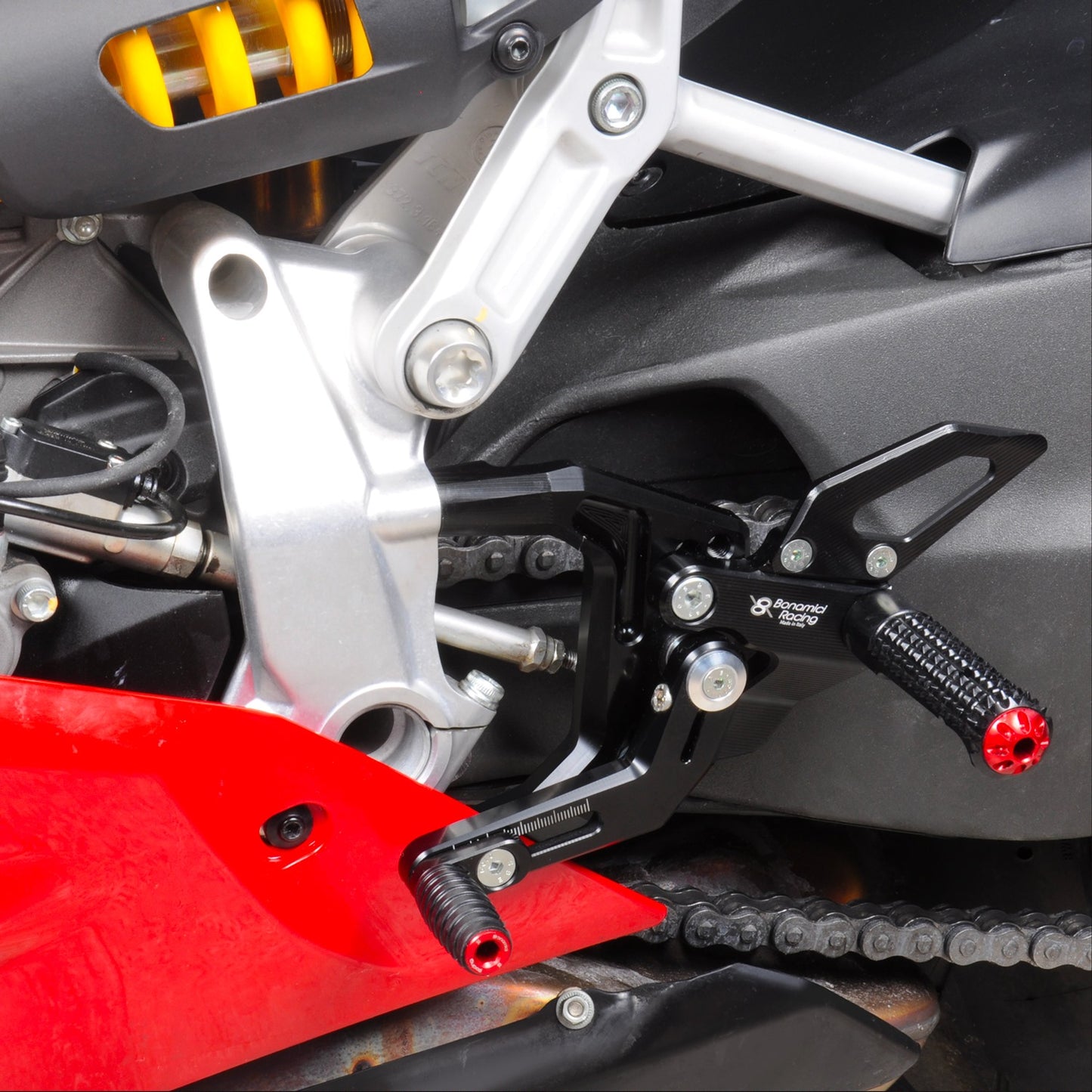 Bonamici Racing 6-Position Adjustable Rearsets in CNC Aluminum for Ducati Panigale V2 (2020-2023)